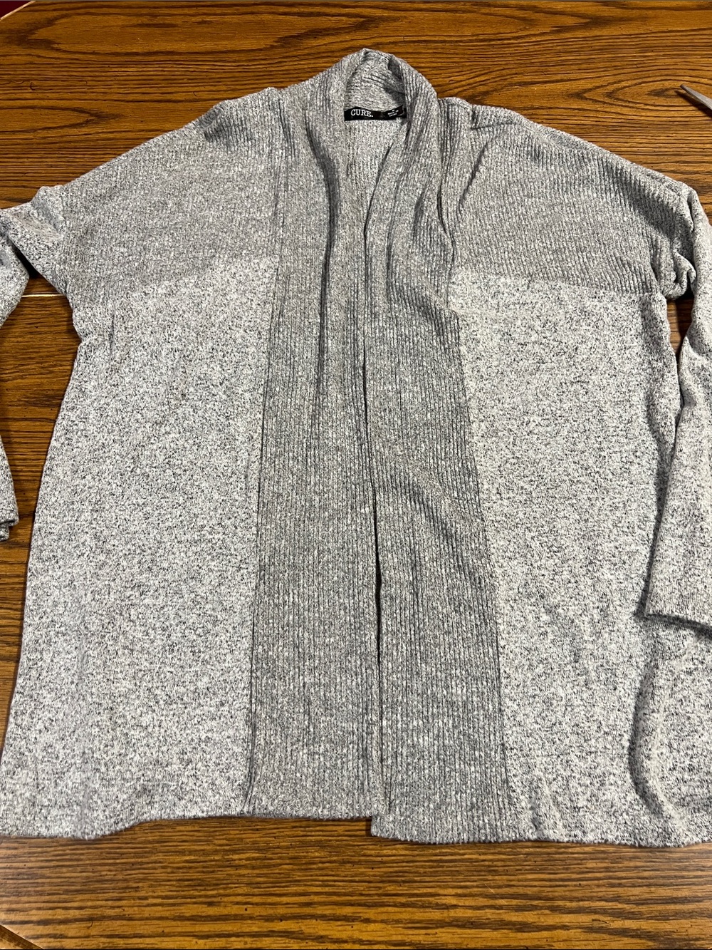 Cozy Open-Front Knit Cardigan - Light Gray